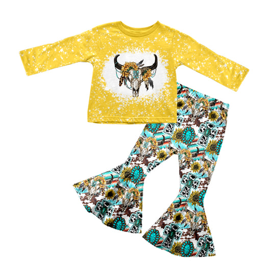 love cow sunflower top matching bell bottoms clothing set preorder