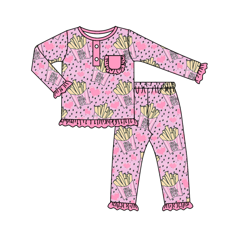 baby girls long sleeve fries pajama set preorder