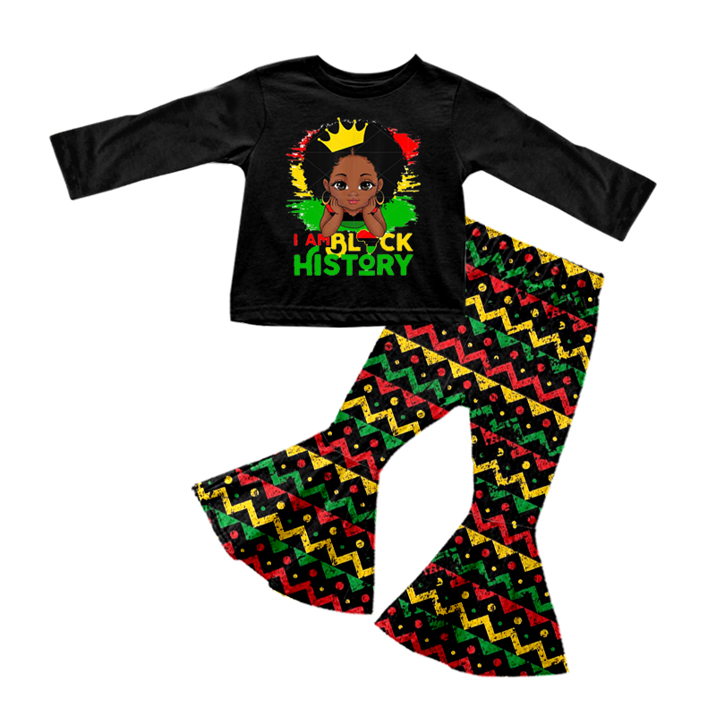 girls  long sleeve black history clothing set preorder