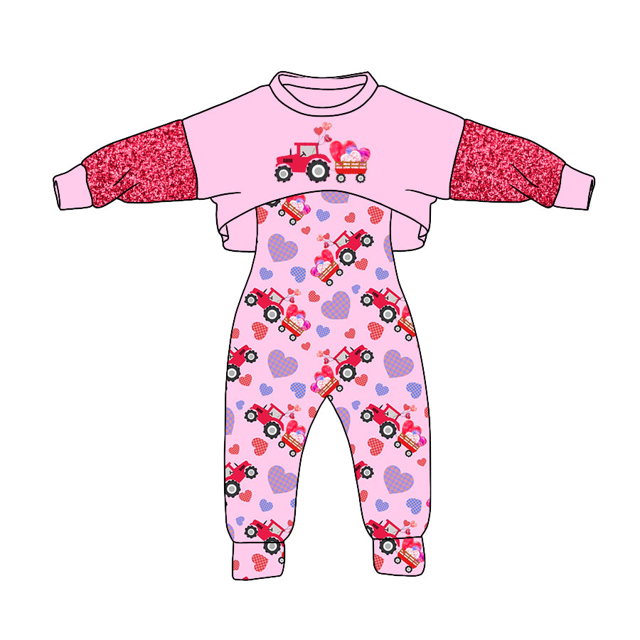 heart tractor top valentines day suspender pants outfit preorder