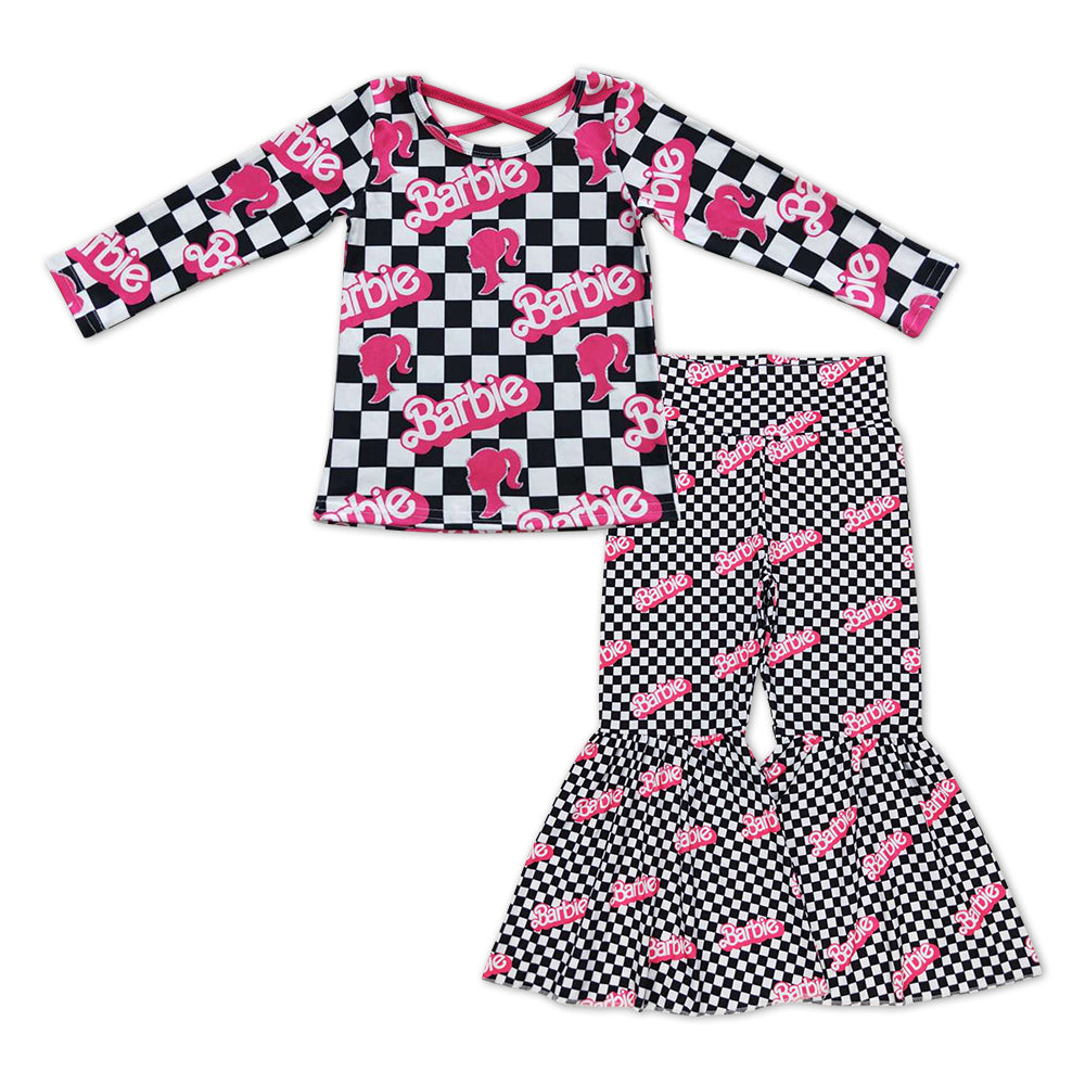 pink doll long sleeve top matching bell bottoms clothing set