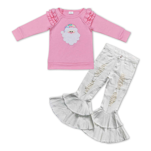 Christmas santa top white  jeans bell bottoms  outfit