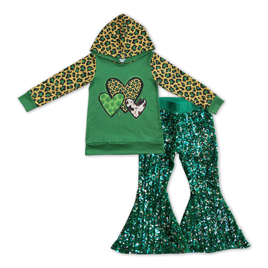 Saint Patrick's Day lucky top green sequins bell bottoms outfit