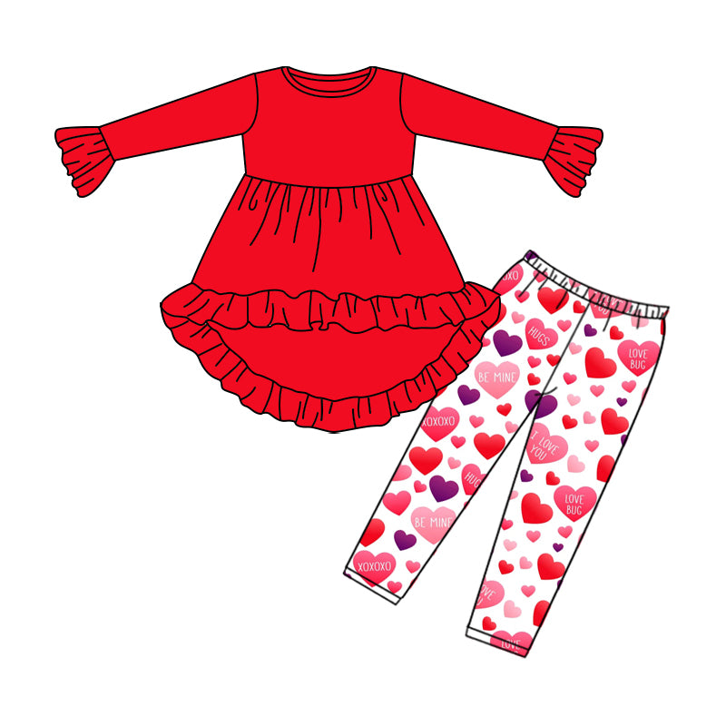 red high to low top heart leggings valentines day outfit preorder