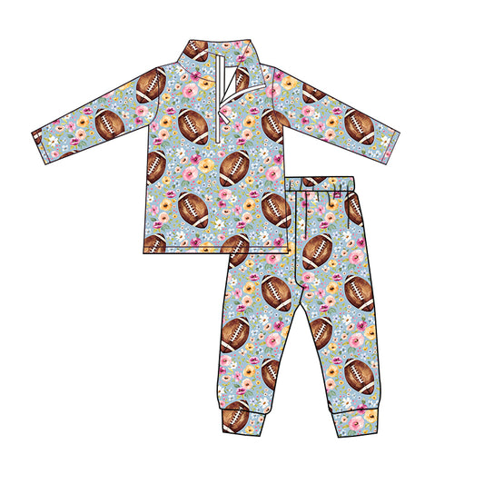 baby girls long sleeve football floral outfit preorder