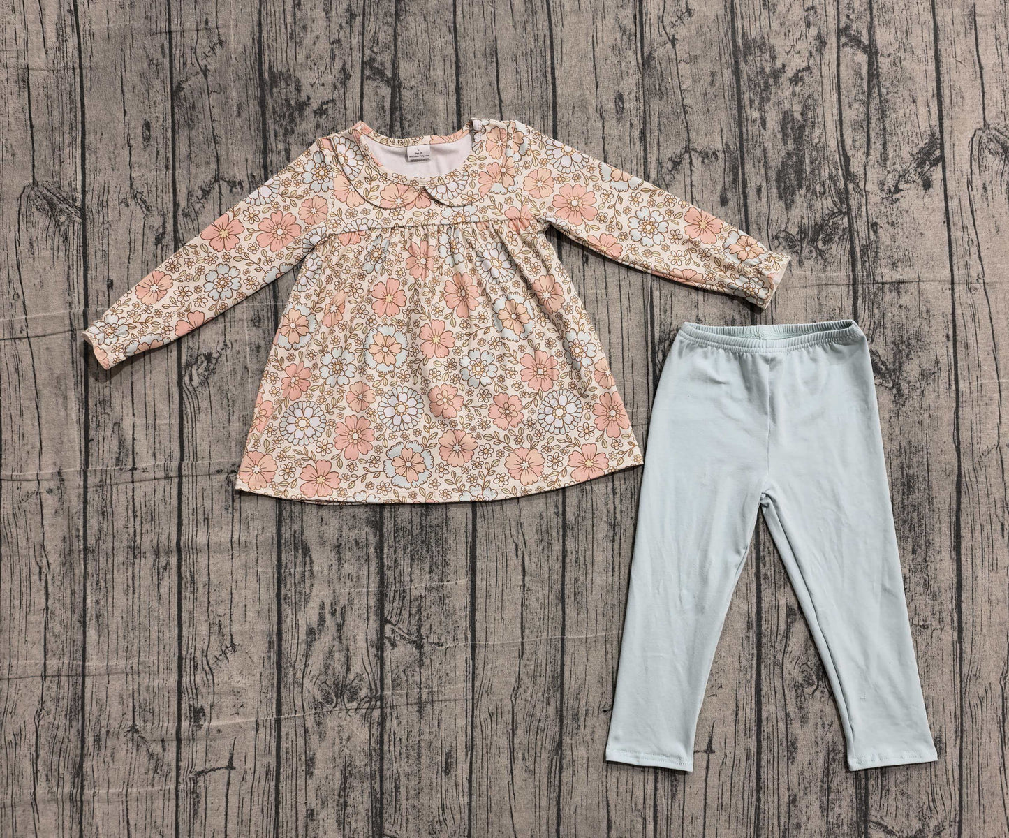 Toddle baby girl pink blue flower outfit preorder