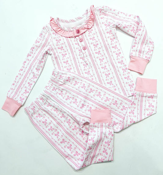 baby girl pink  bow long sleeve pants outfit preorder