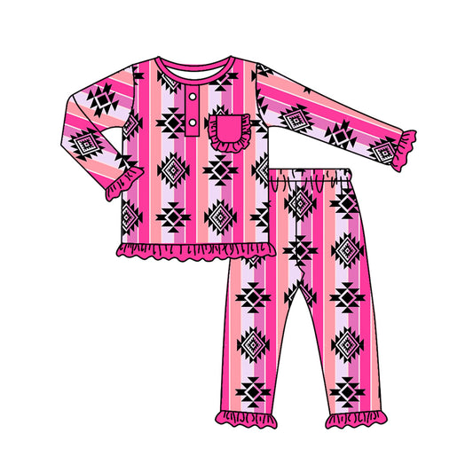 cowgirl western aztec long sleeve pajama set preorder