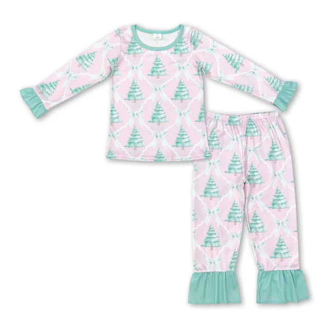 baby girl christmas santa claus bamboo pajama set