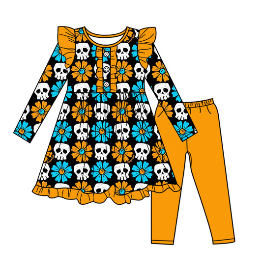 wholesale baby girls halloween ghost tunic clothing set preorder