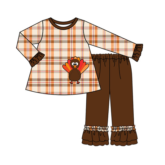 baby girl long sleeve thanksgiving turkey tunic top ruffle cotton pants clothes preorder