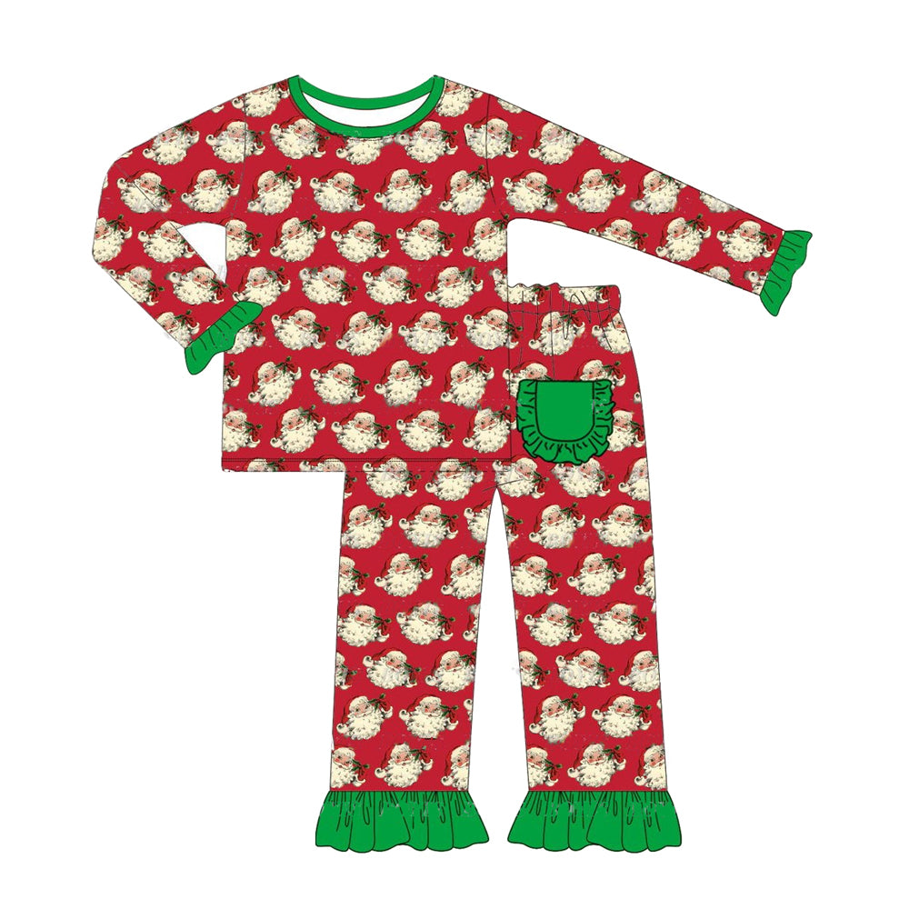 baby girl long sleeve christmas santa claus matching pants clothes preorder