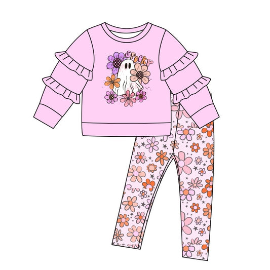 halloween spooky floral long sleeve baby girls clothes preorder