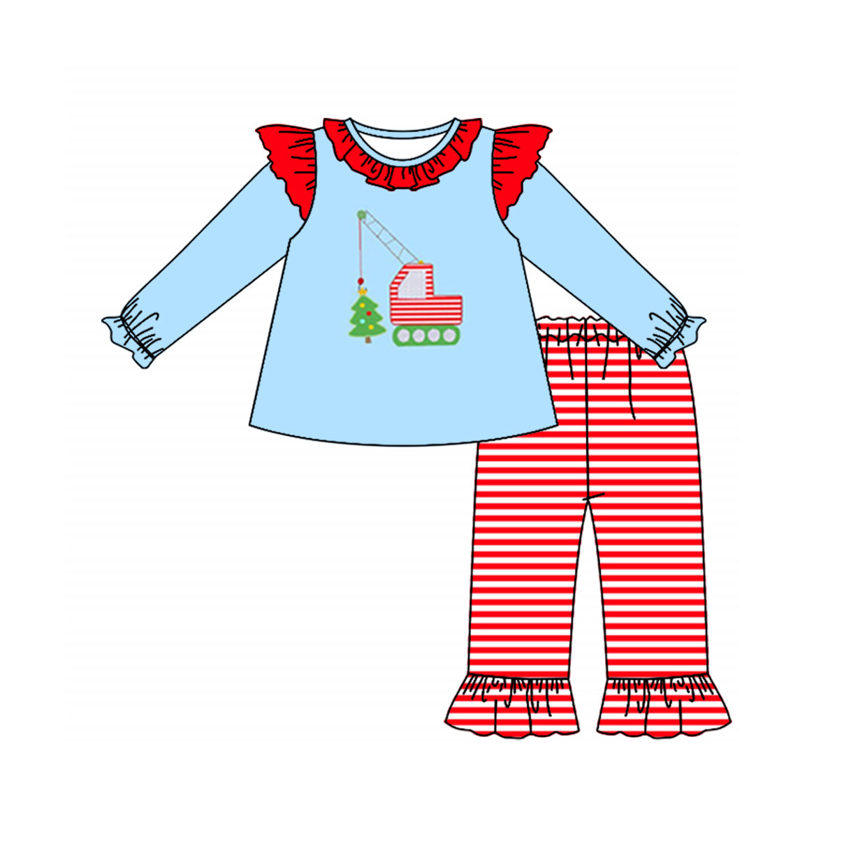 toddle baby girl christmas tree construction clothes  preorder