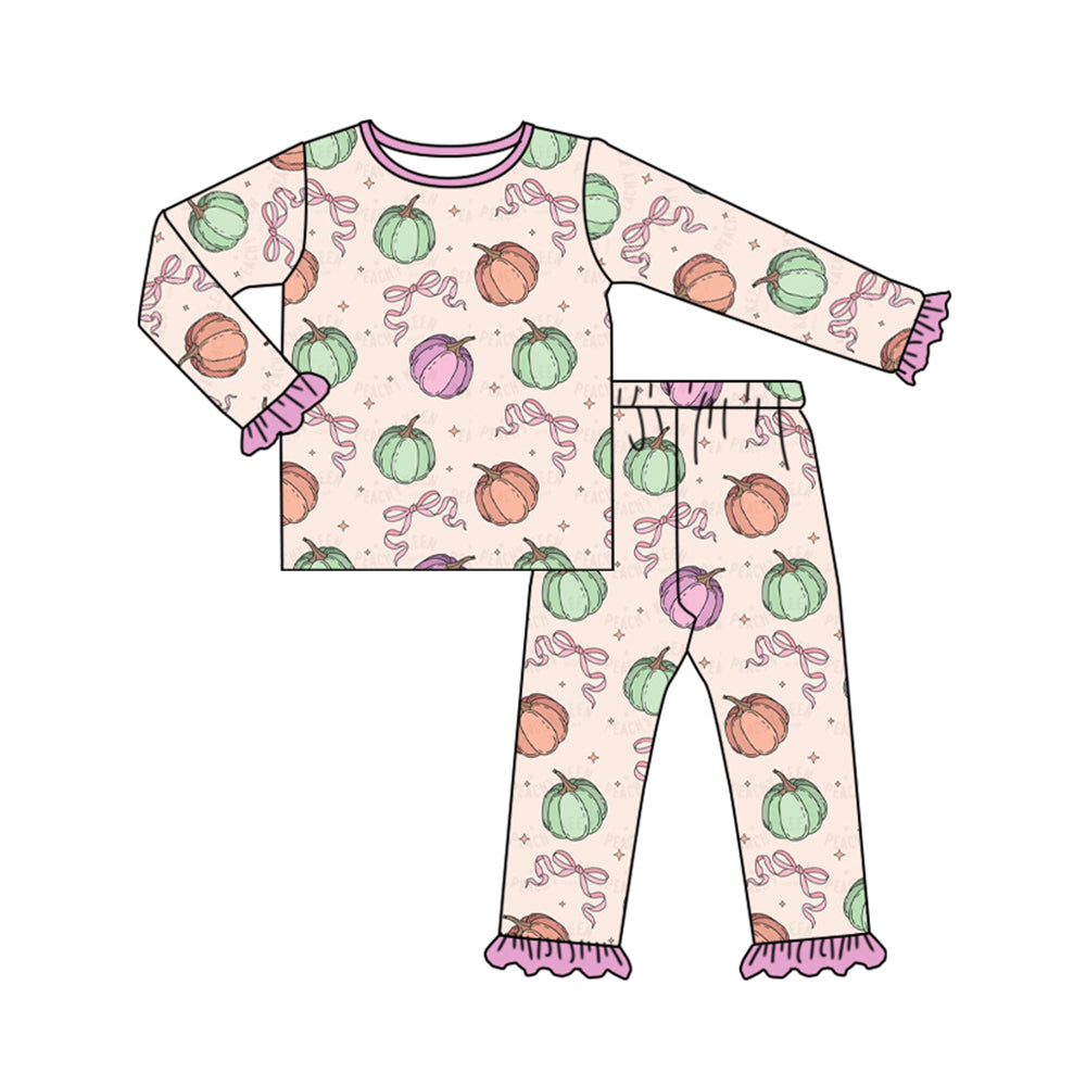 wholesale kids girls fall season pink pumpkin clothes preorder