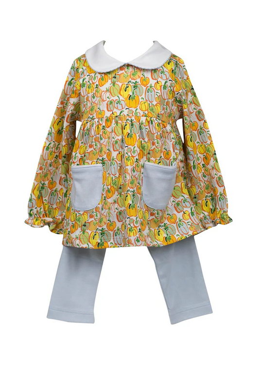 baby girl yellow pumpkin tunic top matching pants fall winter clothes preorder