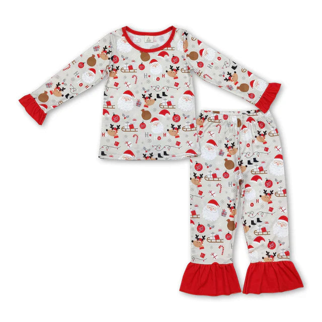baby girl christmas santa claus bamboo pajama set