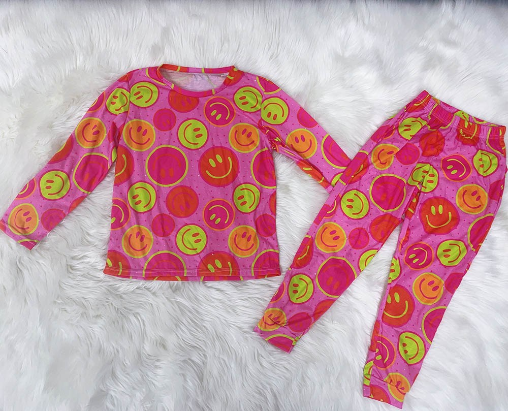 smlie face sunshine long sleeve pajama set preorder