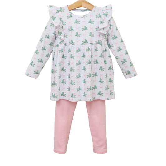 baby girl christmas belly tunic top pink leggings butique fall winter clothes preorder