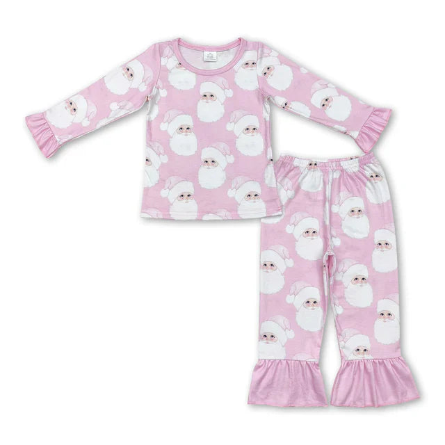 baby girl christmas santa claus bamboo pajama set