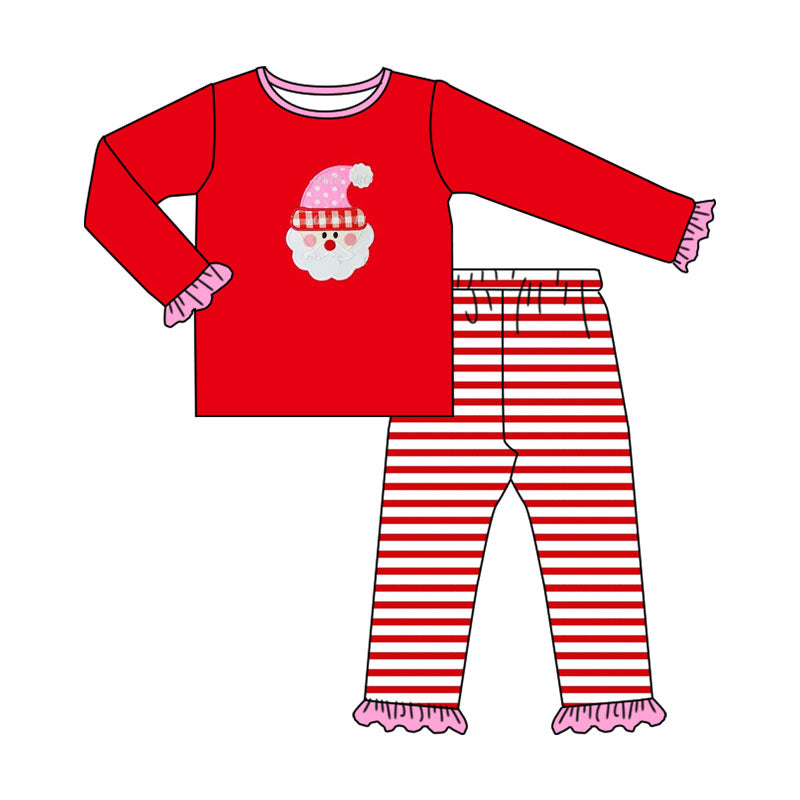 baby girl christmas santa claus red stripes pajama set preorder