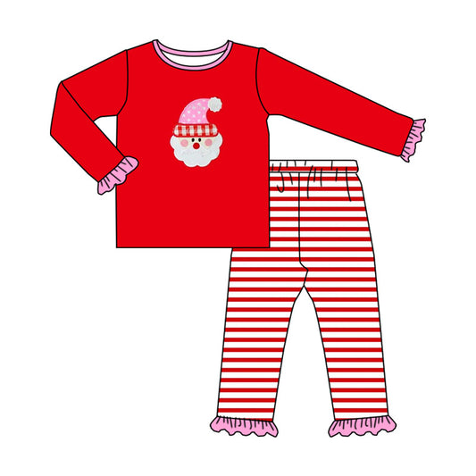 baby girl christmas santa claus red stripes pajama set preorder
