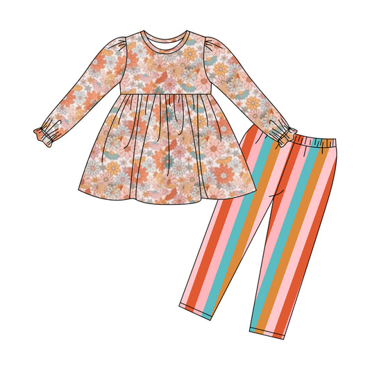 baby girl floral tunic top matching colorful pants butique fall winter clothes preorder