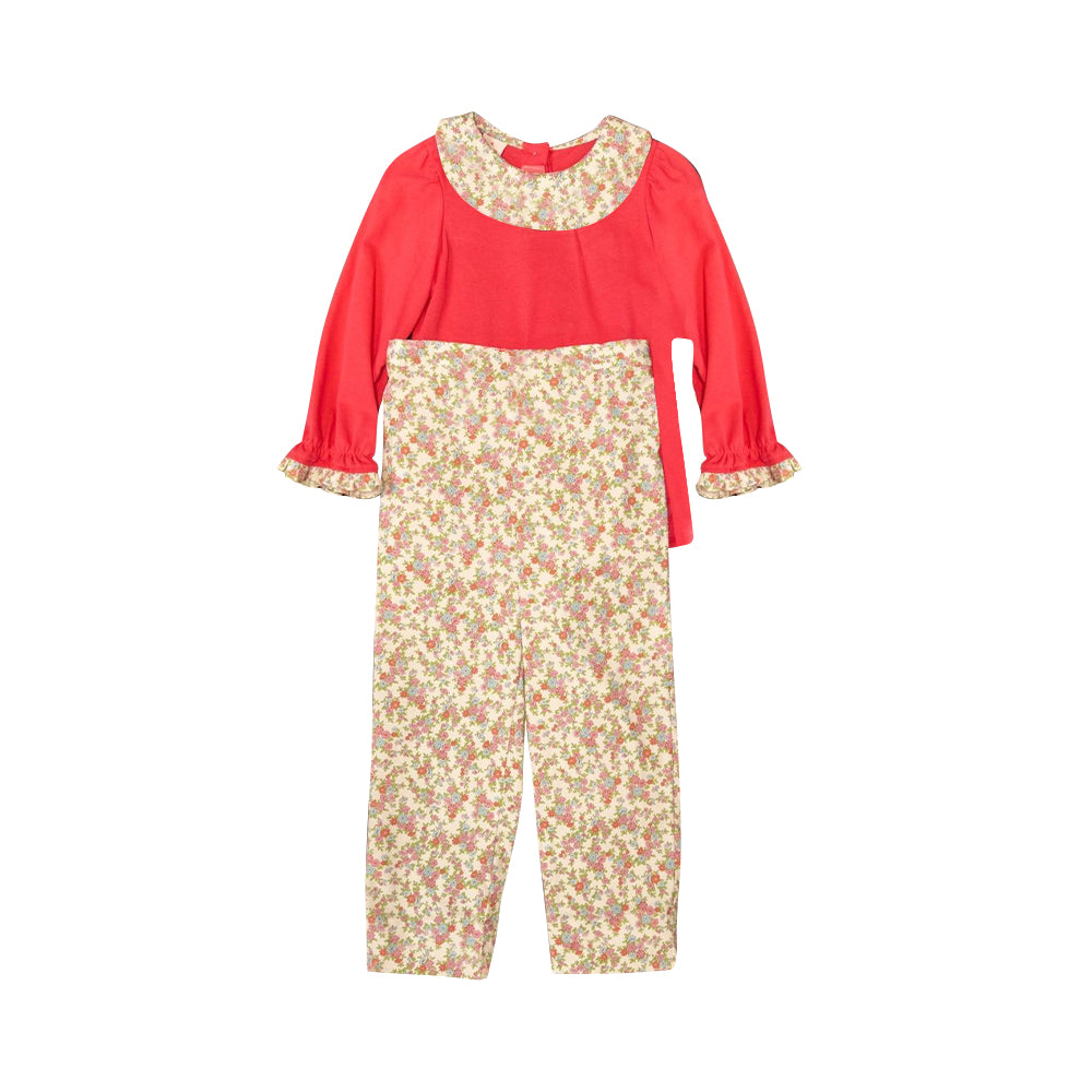 baby girl red top floral ruffle pants clothes preorder