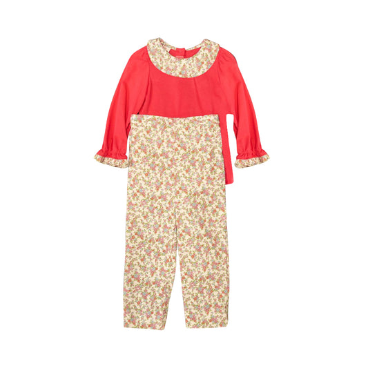 baby girl red top floral ruffle pants clothes preorder
