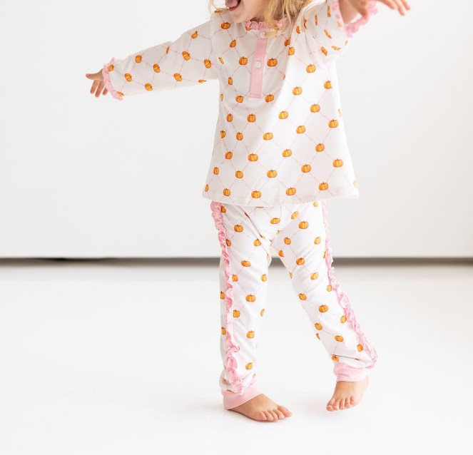 Baby Girls Fall Pumpkin Long Sleeve Pajama Set Preorder