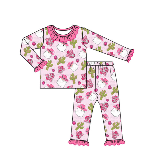 baby girl Christmas Santa Claus western pajama set preorder