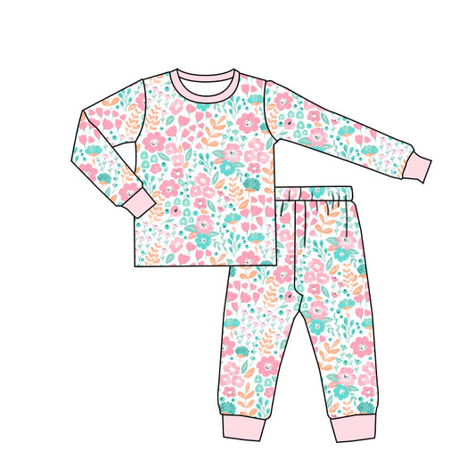 Flower girls wholesale spring fall pajama set kids clothing set preorder