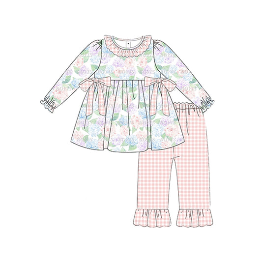 baby girl lavender blue floral tunic top matching pants butique fall winter clothes preorder
