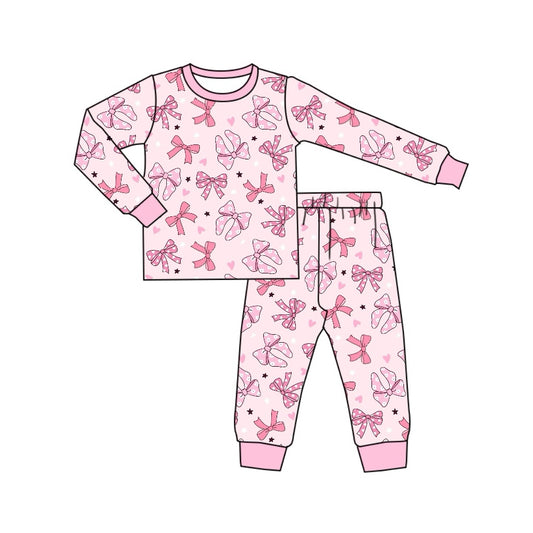 Girls pink polka dots long sleeve pajama set preorder
