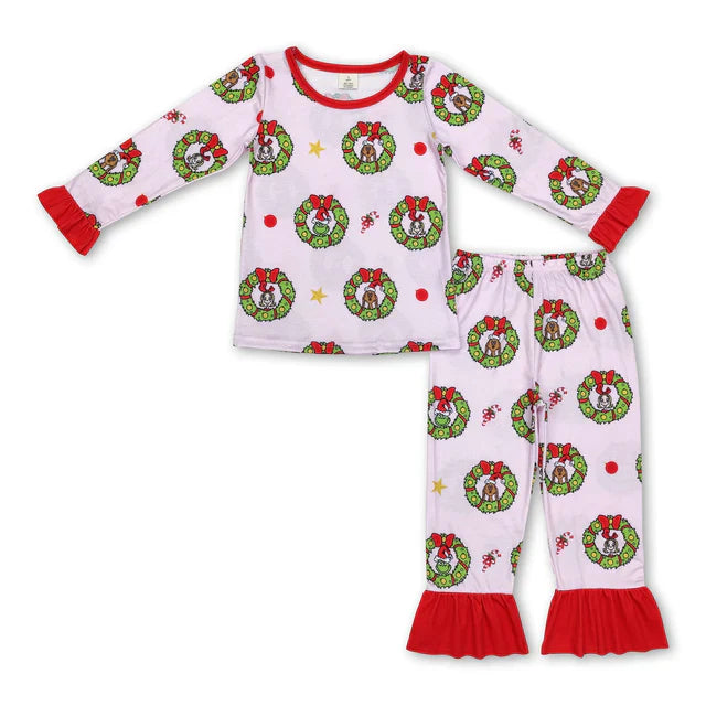 baby girl christmas santa claus bamboo pajama set