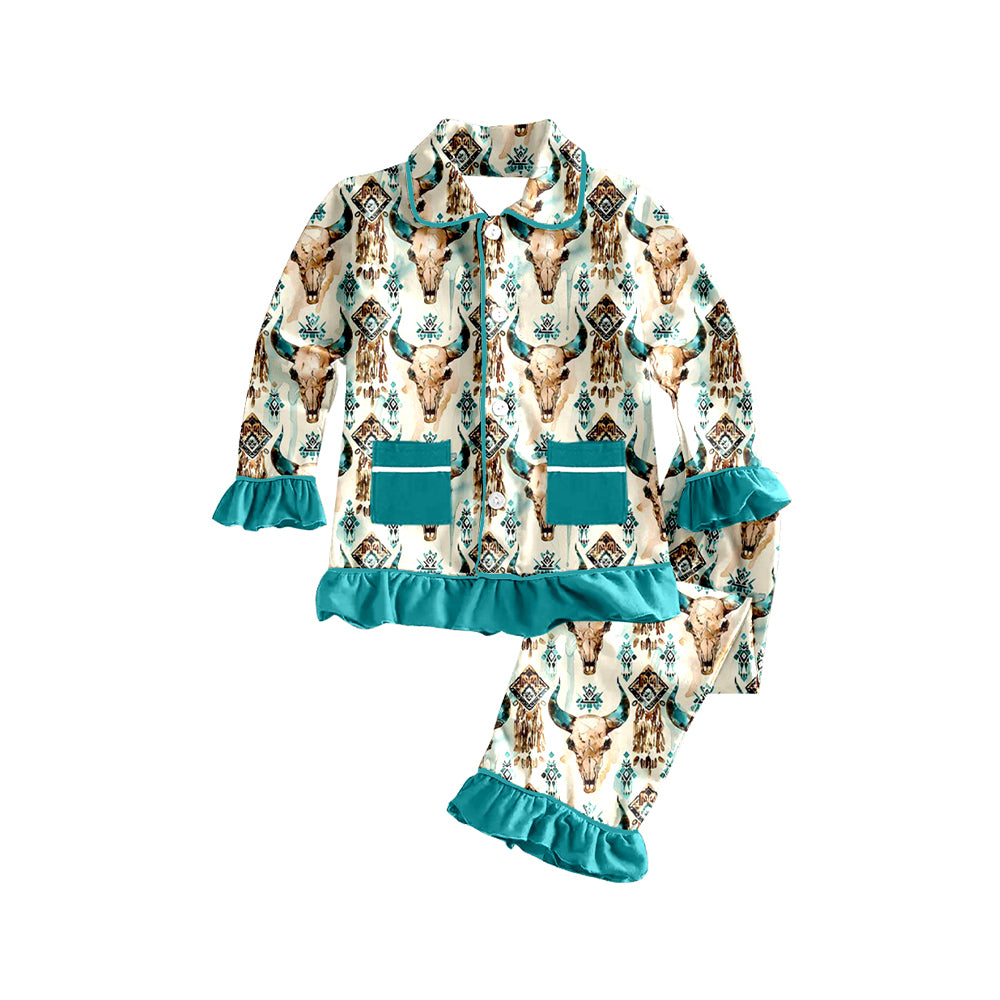 cowgirls western aztec button down fall winter pajama set baby clothes preorder