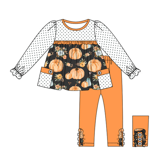 Fall season pumpkin long sleeve tunic top matching pants boutique clothes preorder