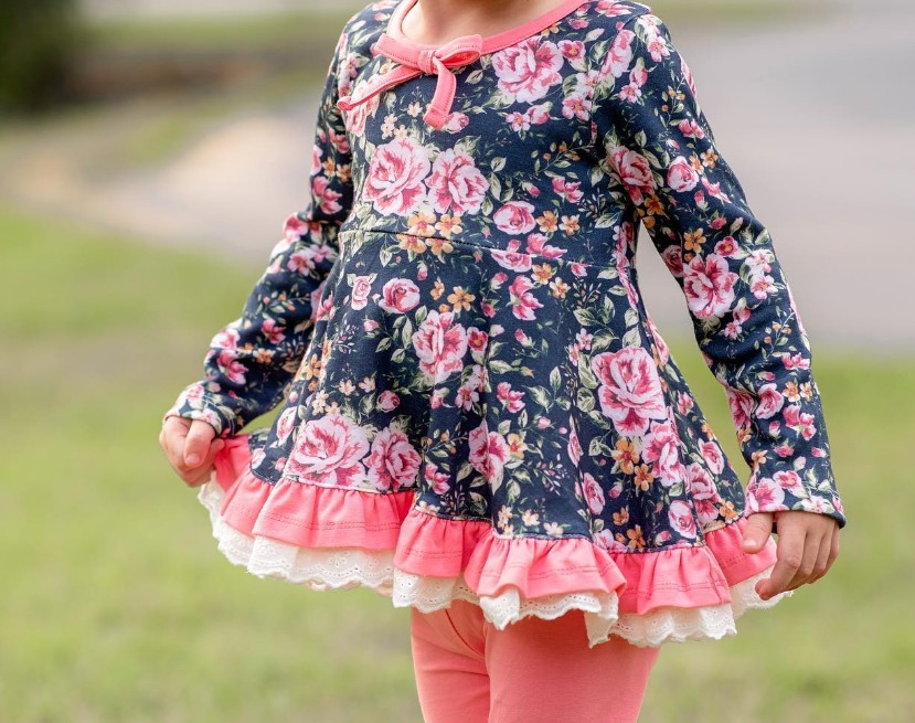Pink floral long sleeve top matching leggings fall winter boutique clothes preorder