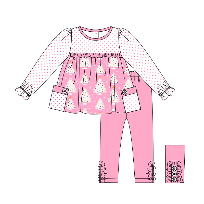 Christmas pink tree tunic top matching leggings boutique fall winter clothes preorder