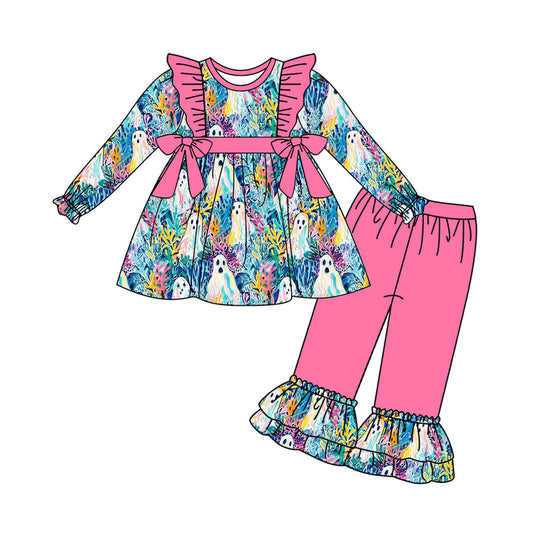 Halloween ghost floral tunic top matching pants fall winter clothes preorder