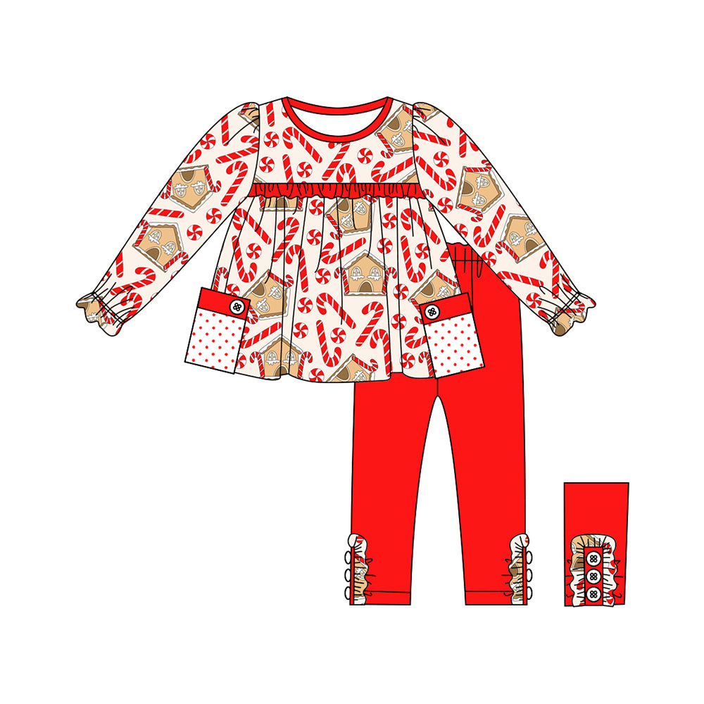 Christmas candy cane tunic top matching pants fall winter clothes preorder