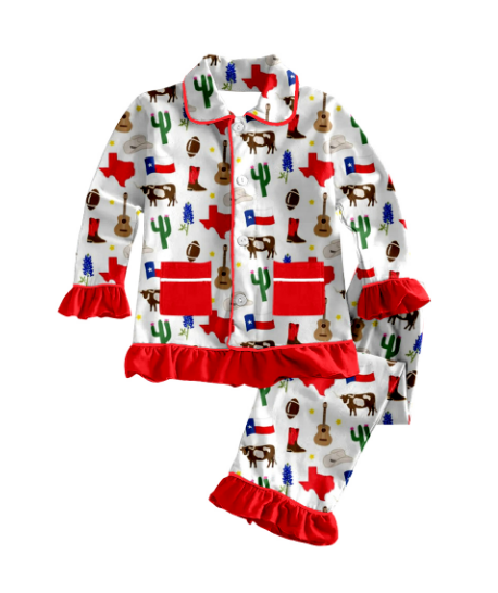 Cowgirl western cactus button down long sleeve pajama set preorder