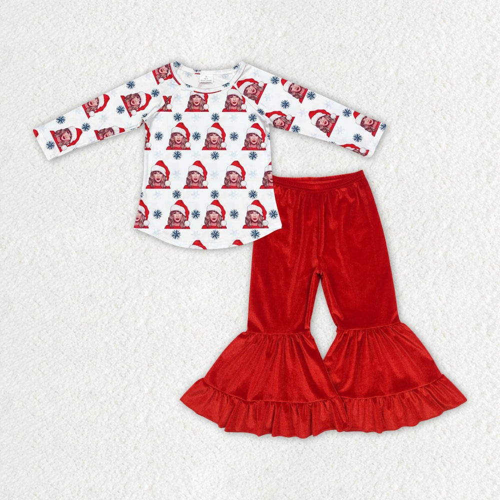 Christmas Country music top red velvet pants outfit
