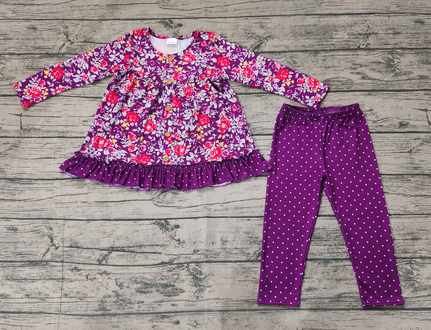 Purple red floral tunic top matching leggings boutique fall winter clothes preorder