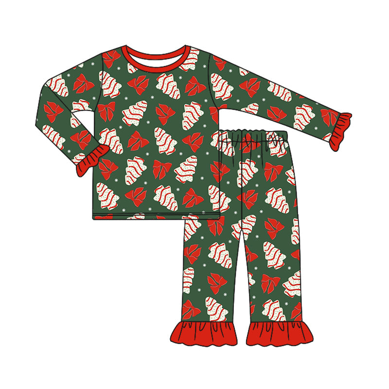 Toddle baby girls Christmas tree cake long sleeve outfit preorder