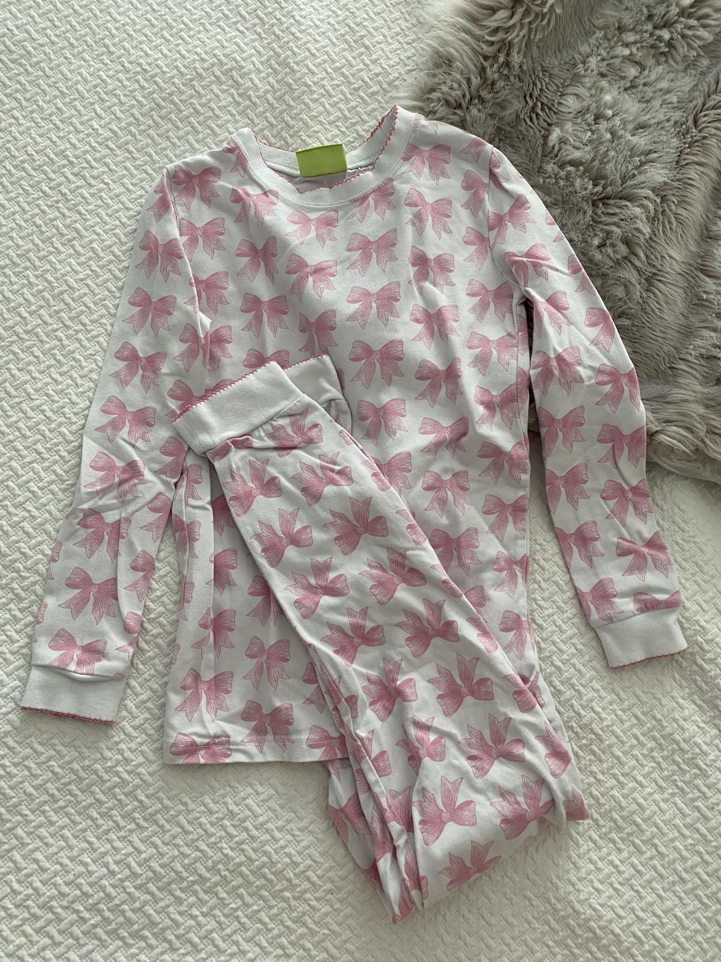 Todlde baby girls wholesale pink bow long sleeve pajama set preorder