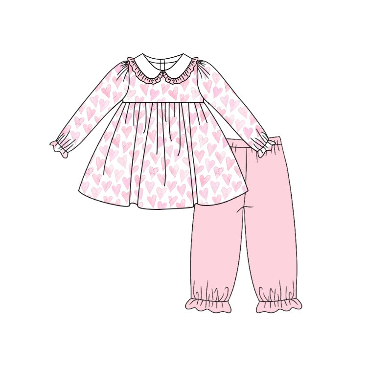 Valentines day heart print tunic top matching pants clothes preorder