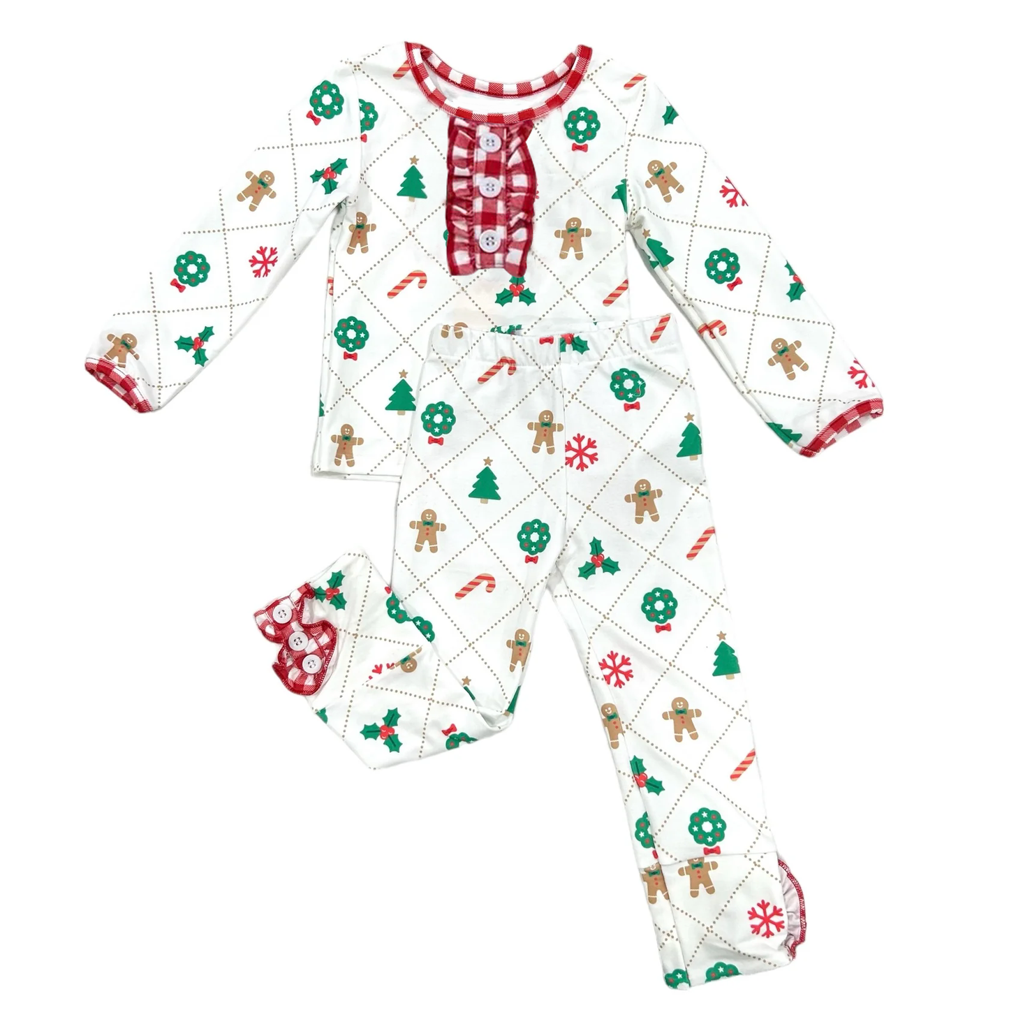 Wholesale kids baby girls Christmas gingerbread matching clothing set preorder
