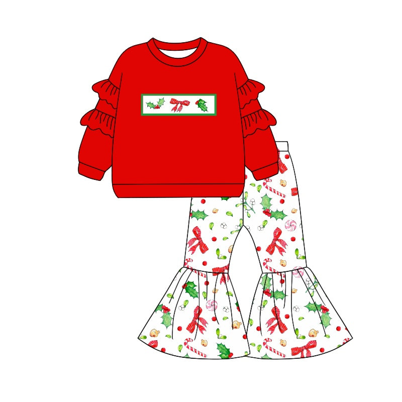 Christmas holly long sleeve matching outfit preorder