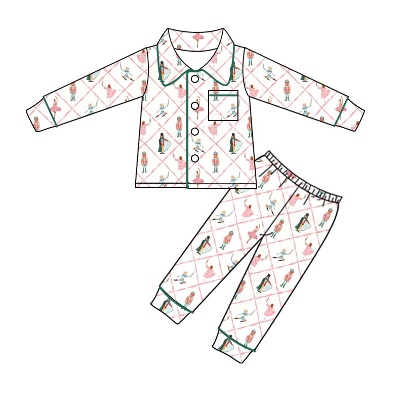 Christmas Soldier Baby Girl Long Sleeve Button Down Pajama Set Preorder